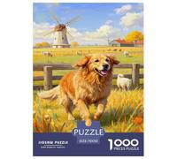 Golden Retriever Dog Jigsaw Puzzles 1000 Piece Challenge Game for Adults,Rural Scenery Impossible Jigsaw Puzzles 1000 Piece Puzzle Educational Games 70x50cm/1000pcs