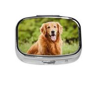Golden Retriever Dog,Meta Pill Box 2 Compartment Medicine Case,Portable Organizer