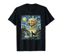 Golden Retriever Dog Moon Howling Starry Night Van Gogh Art T-Shirt