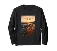 Golden Retriever Dog Open Road Journey Mode Sunset Long Sleeve T-Shirt