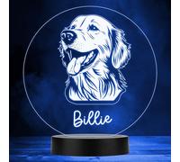 Golden Retriever Dog Pet Multicolour Personalised Gift LED Lamp Night Light | Personalised Gift For Home, Lamp Room Décor | Kids & Adults Night Lights With Name | Personalised Gift For Bedroom |