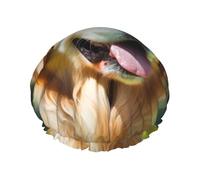 Golden Retriever Dog -Print Extra Large Waterproof Shower Cap-Double Layer Protection For Long/Curly Hair - Reusable & Travel Friendly.
