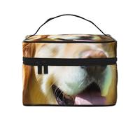 Golden Retriever Dog Printed Travel Makeup Bag Spacious Portable Cosmetic Organiser with Handle, Large Capacity Toiletry Bag, Gift for Women Girls