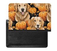 Golden Retriever Dog Pumpkin Passport Wallet Cute Passport Case with Card Slot Travel Passport Holder Cover