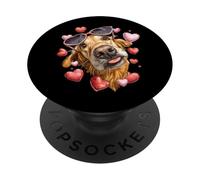 Golden Retriever Dog Valentine's Day Heart Sunglasses PopSockets Adhesive PopGrip