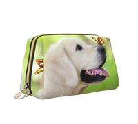 Golden Retriever Dog with Butterfly Print Makeup Bag Portable Versatile Toiletry Bag Large Capacity Cosmetic Bag for Women