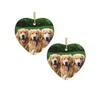 Golden Retriever dogs -Print Custom Heart-Shaped Acrylic Ornaments For Christmas & Events | Double-Sided Printing, Premium Gold Lanyard | For Weddings, Parties, And Retail Displays.