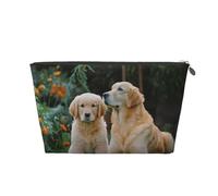 Golden Retriever Dogs Print Toiletry Bag - Travel Makeup Storage Bag, Cosmetic Bags, Pu Leather Waterproof Lightweight Make Up Pouch Organiser for Girls, Women, and Men