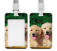 Golden Retriever Dogs Puppies Pets Badge Holder,Durable Sturdy Lanyard Badge Protector Push-Pull Type Adjustable Fashionable Work ID Cover for Metro Nurse Office