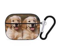Golden Retriever Dogs Puppies Pets Case Cover with Keychain Shockproof Hard Shell Protective Case for 2nd/1st Generation Case for Women Men Bluetooth Earbuds Case