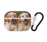 Golden Retriever Dogs Puppies Pets Case Cover with Keychain Shockproof Hard Shell Protective Case for 2nd/1st Generation Case for Women Men Bluetooth Earbuds Case