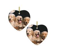 Golden Retriever Dogs Puppies Pets Christmas Tree Ceramic Hanging Bauble Personalised Xmas Baubles Cute Christmas Ornaments Gifts For Kids Family Friends