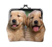 Golden Retriever Dogs Puppies Pets Golden Retriever Dogs Puppies Pets Printed Leather Kiss-Lock Wallet for Women - Compact and Secure Coin Purse