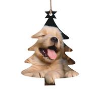 Golden Retriever dogs puppies pets Patterned wooden ornaments, a set of 6 decorations, suitable for hanging on Christmas trees and fireplaces.