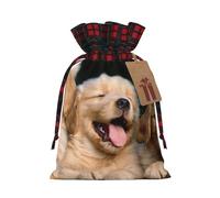 Golden Retriever Dogs Puppies Pets Print Christmas Wrapping Bags Gift Bags With Drawstring, Xmas Party Presents And Favors