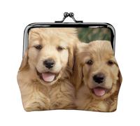 Golden Retriever dogs puppies pets Print Coin Purse for Women Cute PU Leather Kiss-lock Change Purse Wallet, Black, One Size, Pattern