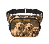 Golden Retriever dogs puppies pets print Fanny Pack Purse with Adjustable Strap Square Double Layer Waist Bag Belt Unisex Everywhere