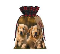 Golden Retriever Dogs Puppies Pets Print Gift Drawstring Reusable Pouches For Holiday Birthday Wedding Party Favors Bags