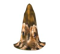 Golden Retriever Dogs Puppies Pets Print Hooded Wizard Robe Halloween Cloak Medieval Renaissance Cosplay Christmas Party Outfits