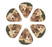 Golden Retriever dogs puppies pets Printed Guitar Picks 6-Pack with Holder - 0.46mm Funny Guitar Picks for Acoustic Guitar, Electric Guitar, Bass Guitar