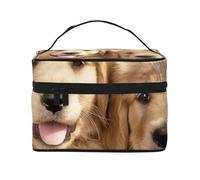 Golden Retriever Dogs Puppies Pets Printed Travel Makeup Bag Spacious Portable Cosmetic Organiser with Handle, Large Capacity Toiletry Bag, Gift for Women Girls