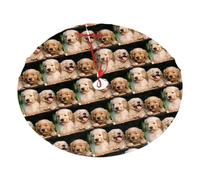 Golden Retriever Dogs Puppies Pets Printing Christmas Tree Skirt For Halloween,Snow Christmas Decorations For Holiday Trees Ornaments