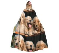 Golden Retriever Dogs Puppies Pets Printing Vampire Halloween Hooded Cloak (57.8 Inches Length), Comfortable Large Hood Ideal For Cosplay