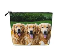 Golden Retriever Dogs Puppies Pets Single Layer Linen Like Makeup Bag, Lightweight and Cute, Easy to Use