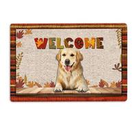 Golden Retriever Door Mat Golden Retriever Welcome Fall Autumn Pumpkin Spice Maple Leaf Welcome Non-Slip Mats Funny Doormat Bathroom Kitchen Front Porch Rugs Entrance 16 * 24in/40 * 60cm
