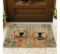 Golden Retriever Doormat, Beige Dogs Entrance Mat for Indoor & Outdoor Decor, Rustic Rubber Waterproof Non-Slip Dust Absorbent Welcome Mats, Easy Clean 29x17 Inch
