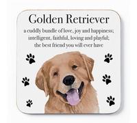 Golden Retriever Drinks Coaster - Golden Retriever Gift For Men, Women - Birthday Gift For Dog Lovers - Fun Present For Friends, Colleagues, Family - Small Gift Idea - Drinks Coaster - Iconic