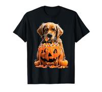 Golden Retriever Dripping Pumpkin Candy Corn Halloween Dog T-Shirt