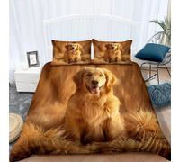 Golden Retriever Duvet Cover Set Dog Quilt Covers Soft Breathable Microfiber 3D Bedding Sets Emperor Size 290x235 cm with Zipper Closure and 2 Pillowcases b-5606