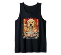 Golden Retriever Eating Ramen Christmas Pajama Ukiyo-e Tank Top