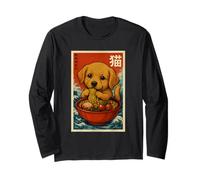 Golden Retriever Eating Ramen Japanese Art Long Sleeve T-Shirt