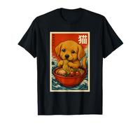 Golden Retriever Eating Ramen Japanese Art T-Shirt