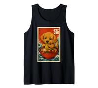 Golden Retriever Eating Ramen Japanese Art Tank Top