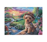 Golden Retriever Fall Stream 500 Piece Jigsaw Puzzle for Adults Book Club Activity Social Fun Vibrant Colours for Book Lovers 500 PCS