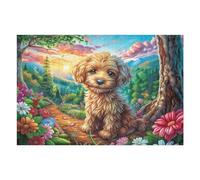 Golden Retriever Flower Field 1000 Piece Complete Jigsaw Puzzle Set Teens Beginners Mind Relaxation Puzzle Fans Group Play Anniversary Fathers Gift Thick Cardboard 1000 PCS