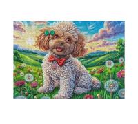 Golden Retriever Flower Field 300 Piece Complete Jigsaw Puzzle Set Teens Beginners Educational Challenge Puzzle Fans Group Play Anniversary Cardboard 300 PCS