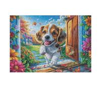 Golden Retriever Flower Field 300 Piece Complete Jigsaw Puzzle Set Teens Beginners Educational Challenge Puzzle Fans Group Play Anniversary Cardboard 300 PCS