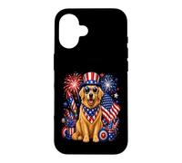 Golden Retriever Fourth of July Celebration Case for iPhone 16