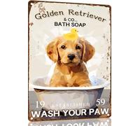 Golden Retriever Funny Metal Sign Gifts Decor Vintage Bathroom and Bathtub Metal Tin Sign Decor Dog Lovers Home Bar Restroom Toilet Retro Wall Art Poster Sign Accessories 8x12 Inch