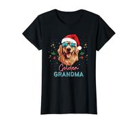 Golden Retriever Grandma with Santa Hat & Christmas Sunglass T-Shirt