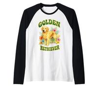 Golden Retriever Groovy Floral Watercolor Boho Dog Lover Raglan Baseball Tee