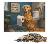Golden Retriever Holding Toilet Paper Jigsaw Puzzle for Adults, 1000 Pieces | Clear image details - a clear section-by-section approach at your own pace.