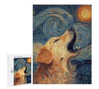 Golden Retriever Howling at The Moon Puzzle 1000 Teile Schwer Puzzle Spielzeug Lernspiel Impossible Herausforderungsspielzeug Für Erwachsene Kinder 500 PCS