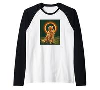 Golden Retriever Howling at the Moon Total Solar Eclipse Raglan Baseball Tee
