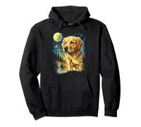 Golden Retriever Howling to The Moon Meme Funny 90's Dog Pullover Hoodie
