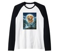 Golden Retriever Howling to The Moon Meme Funny Dog Lover Raglan Baseball Tee